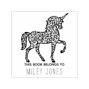 This book belongs to name unicorn self-inking stamp