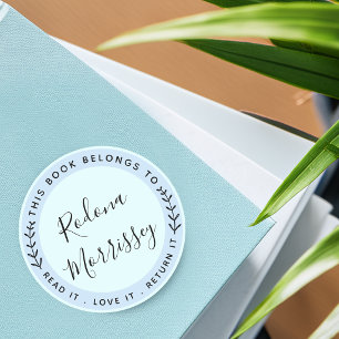 This Book Belongs To Personalised Classic Round Sticker