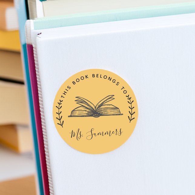 This Book Belongs To Personalised Classic Round Sticker (This Book Belongs To Personalized Classic Round Sticker)