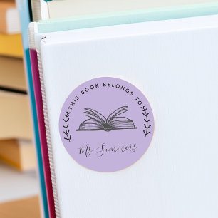 This Book Belongs To Personalised Classic Round Sticker