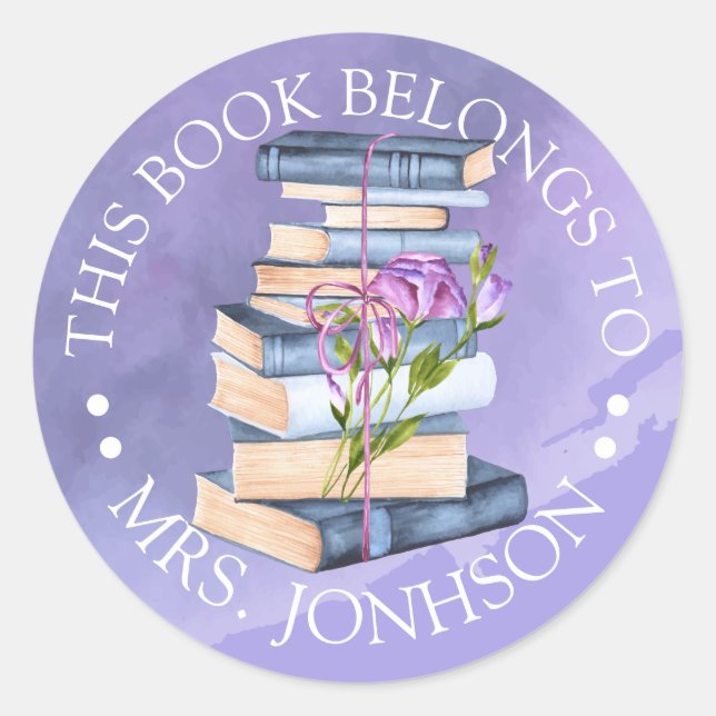 This Book Belongs To Personalised Classic Round Sticker (Front)