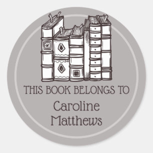 This Book Belongs To Personalised Classic Round Sticker