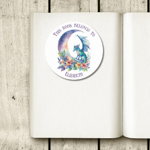 This Book Belongs to Personalised Dragon White Classic Round Sticker