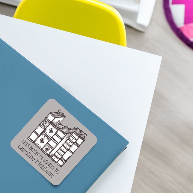 This Book Belongs To Personalised Square Sticker (This Book Belongs To Personalized Green Square Sticker)