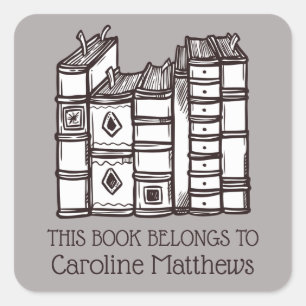 This Book Belongs To Personalised Square Sticker