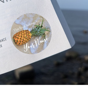 "This Book Belongs to" Pineapple Beach Sticker