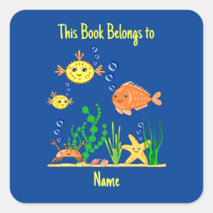 This Book Belongs To.. Square Stickers personalize