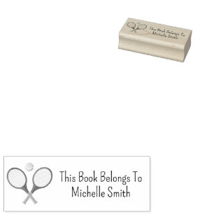 This Book Belongs To, Tennis Ball Personalised Rubber Stamp