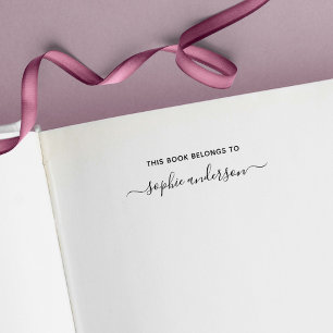 This Book Belongs To Trendy Script Name Self-inking Stamp