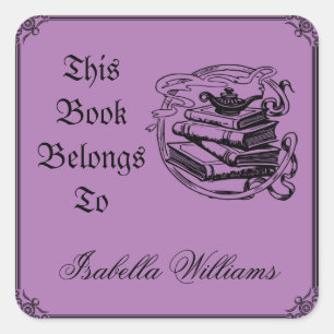 This Book Belongs to Vintage Custom Name Bookplate Square Sticker