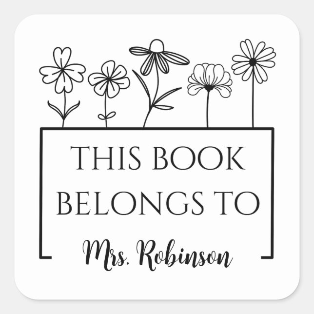 This Book Belongs to Wildflower Classroom Library Square Sticker (Front)