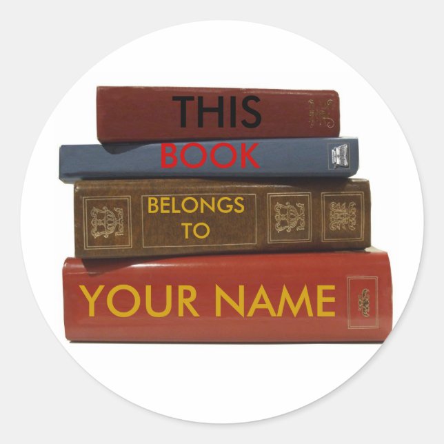 THIS BOOK BELONGS TO YOUR NAME sticker (Front)