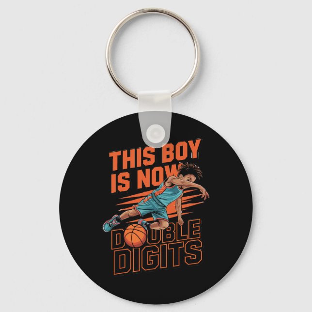 This Boy Double Digits Ten 10 Year Old Birthday Sk Key Ring (Front)