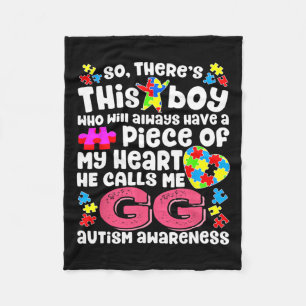 This Boy He Calls Me Gg Fighter Autism Awareness R Fleece Blanket