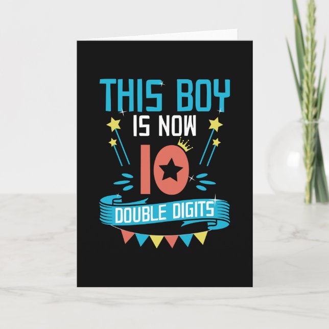 This boy is now 10 | 10th Birthday Gift Boys Card (Front)