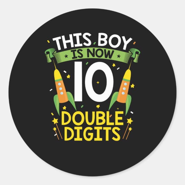 This boy is now 10 | 10th Birthday Gift Boys Classic Round Sticker (Front)