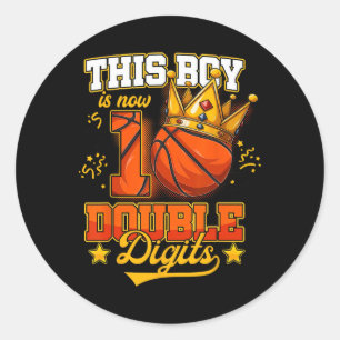 This Boy Is Now 10 Double Digits Sketll Birthday B Classic Round Sticker