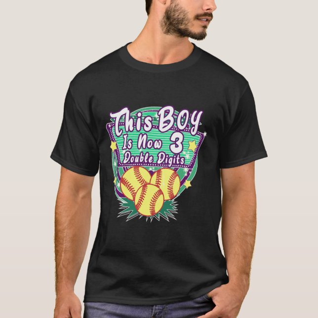 This Boy Is Now 3 Double Digits Birthday Softll Pl T-Shirt (Front)