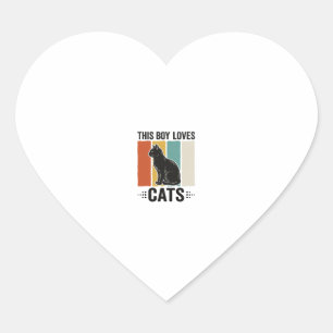 This Boy Loves Cats Retro Cat Lover Design_1 Heart Sticker