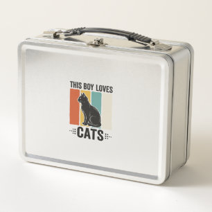This Boy Loves Cats Retro Cat Lover Design_1 Metal Lunch Box
