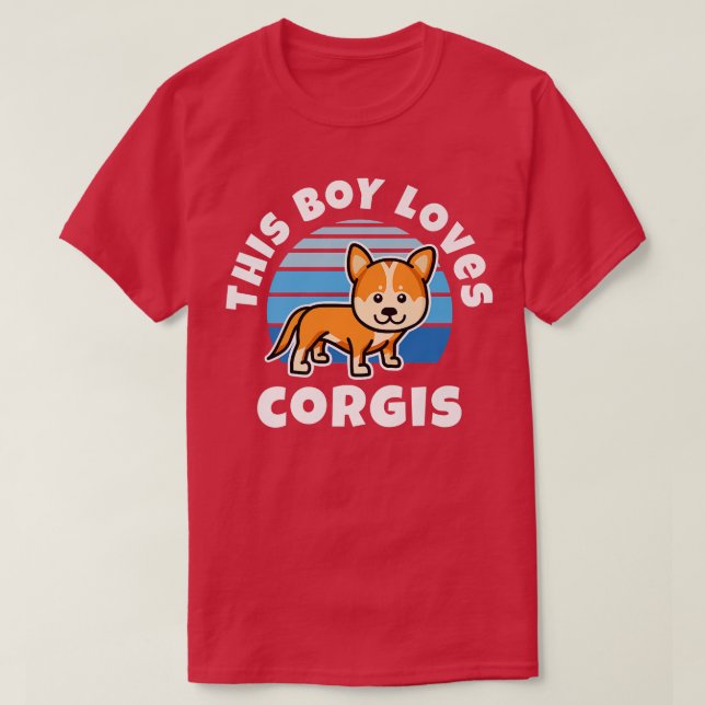 This Boy Loves Corgis Retro Design  T-Shirt (Design Front)