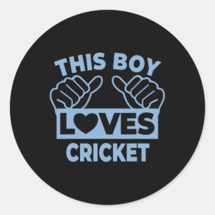 This Boy Loves Cricket - Cricket Player  Classic Round Sticker