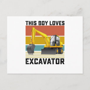This Boy Loves Excavator Postcard