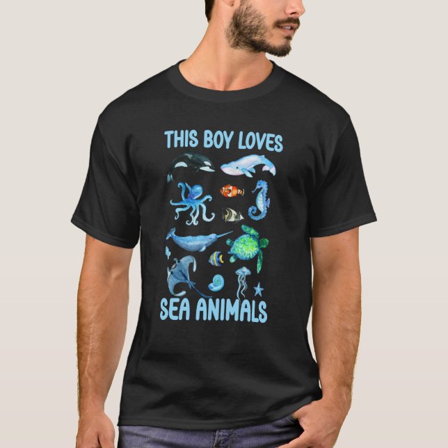 This Boy Loves Sea Animals Kids Summer Ocean Wildl T-Shirt (Front)