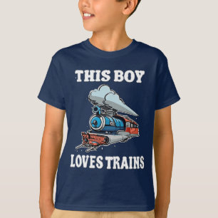 This Boy Loves Trains - Fun Kids T-Shirt Design fo