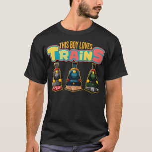 This boy loves trains locomotives Kid sboys train T-Shirt