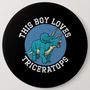 This Boy Loves Triceratops Dinosaur Prehistoric Di 6 Cm Round Badge