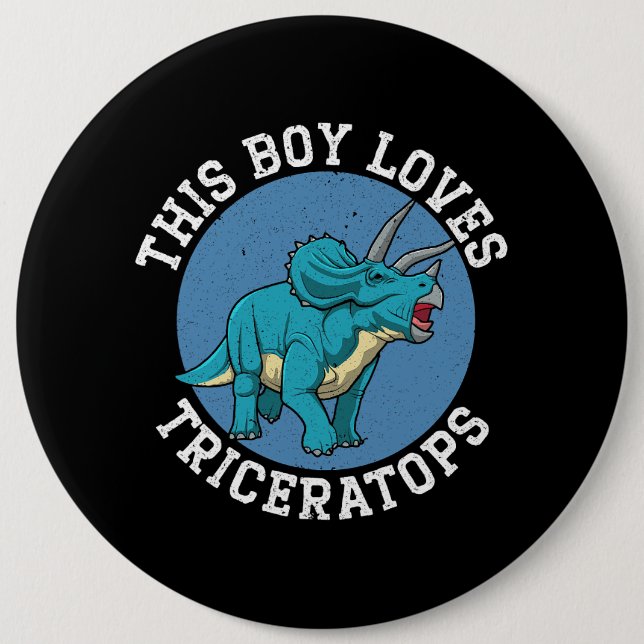 This Boy Loves Triceratops Dinosaur Prehistoric Di 6 Cm Round Badge (Front)