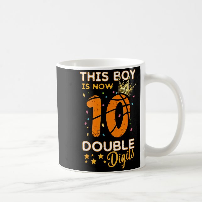 This Boy Now 10 Double Digits Crown 10th Birthday  Coffee Mug (Right)