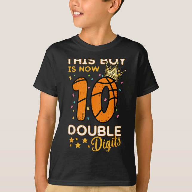 This Boy Now 10 Double Digits Crown 10th Birthday  T-Shirt (Front)