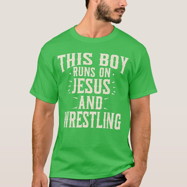 This Boy On Jesus Wrestling Faith Sports Boys boy T-Shirt (Front)