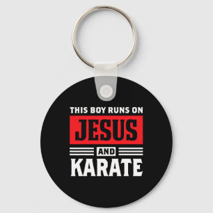This Boy Runs On Jesus And Karate Christian Gift  Key Ring