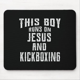 This Boy Runs On Jesus And Kickboxing Christian Gi Mouse Pad