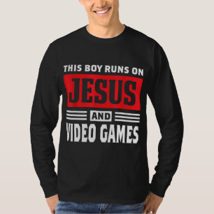 This Boy Runs On Jesus And Video Games Christian G T-Shirt