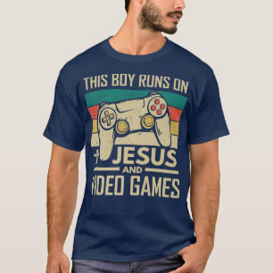 This Boy Runs On Jesus and Video Games Christian T-Shirt