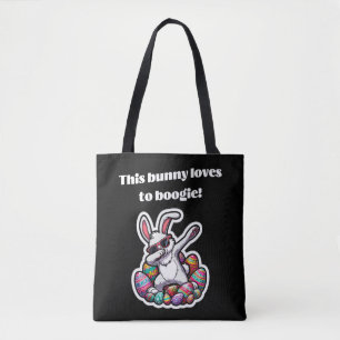 This bunny loves to boogie! tote bag