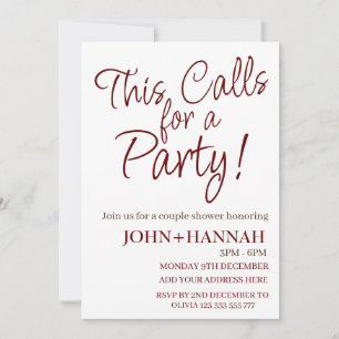 This Calls For a Party Funny Co-ed Couple Shower Invitation