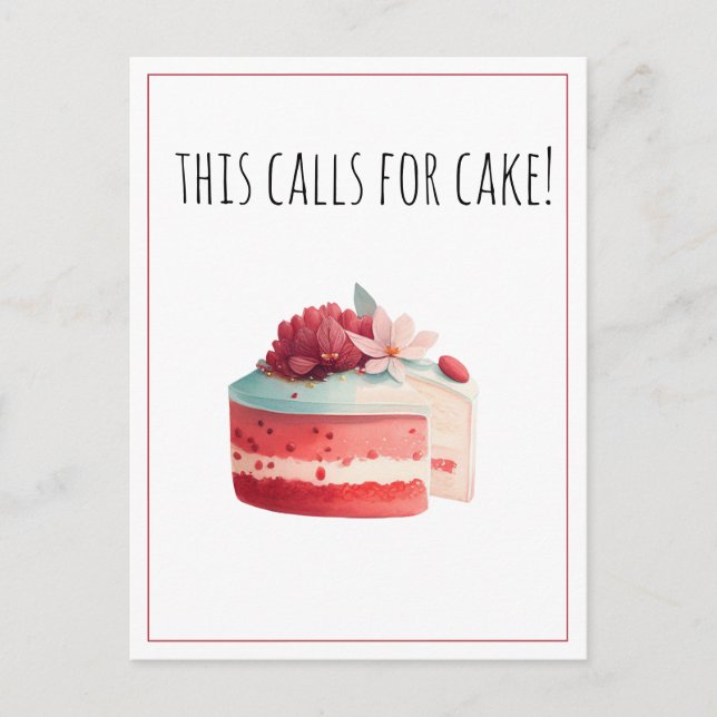 This Calls for Cake | Red Velvet Cake Blank Postcard (Front)