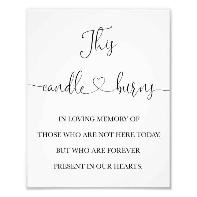 This Candle Burns In Loving Memory Wedding Sign (Front)