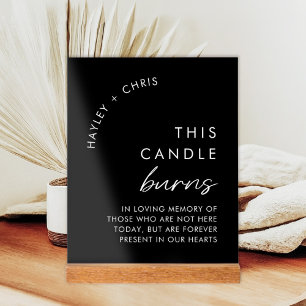 This Candle Burns In Memory Black Wedding  Acrylic Sign