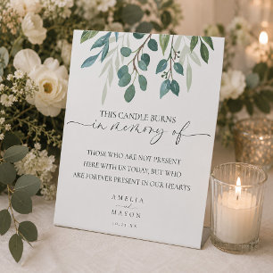 This Candle Burns in Memory of Memorial Wedding  Pedestal Sign