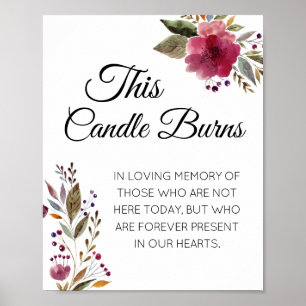 This Candle Burns Maroon Wedding Memorial Poster