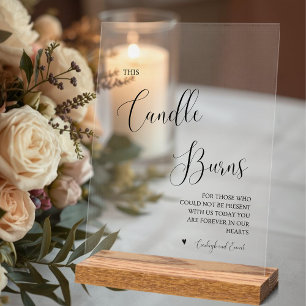 This Candle Burns Memorial Wedding Acrylic Sign