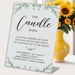 This Candle Burns Modern Wedding Greenery Memorial Pedestal Sign