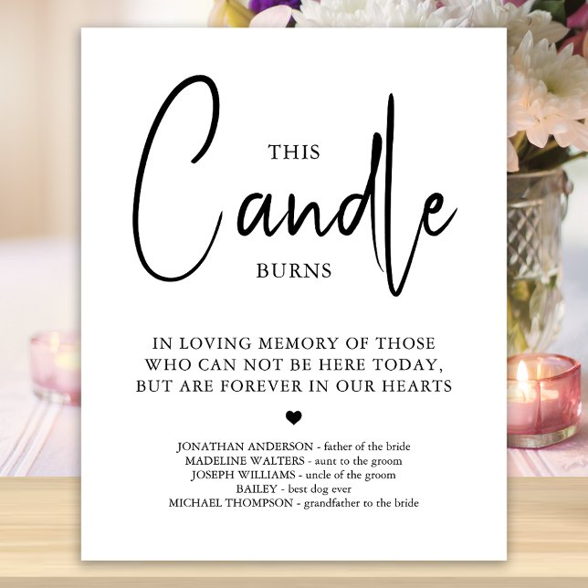 This Candle Burns Personalised Wedding Memorial Poster (Creator Uploaded)