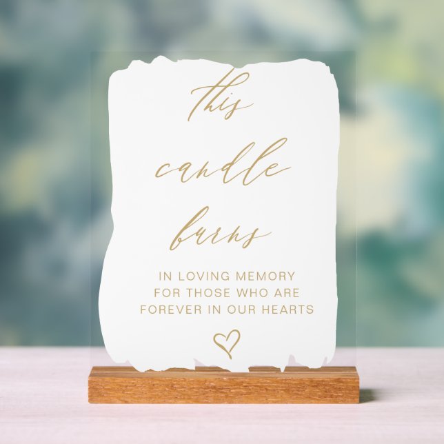 This Candle Burns Wedding Memory Table Acrylic Sign (Neutral)